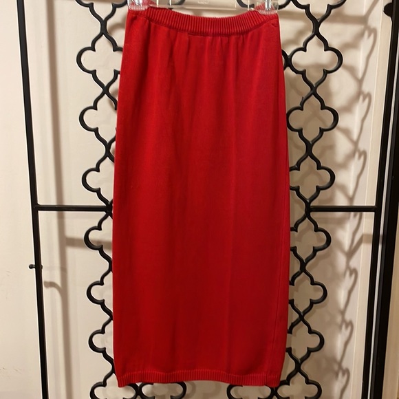 Red Sweater Midi Skirt - Picture 2 of 9